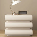 Minimalist Leather Top Wood Frame 3-Drawer Nightstand