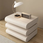 Minimalist Leather Top Wood Frame 3-Drawer Nightstand