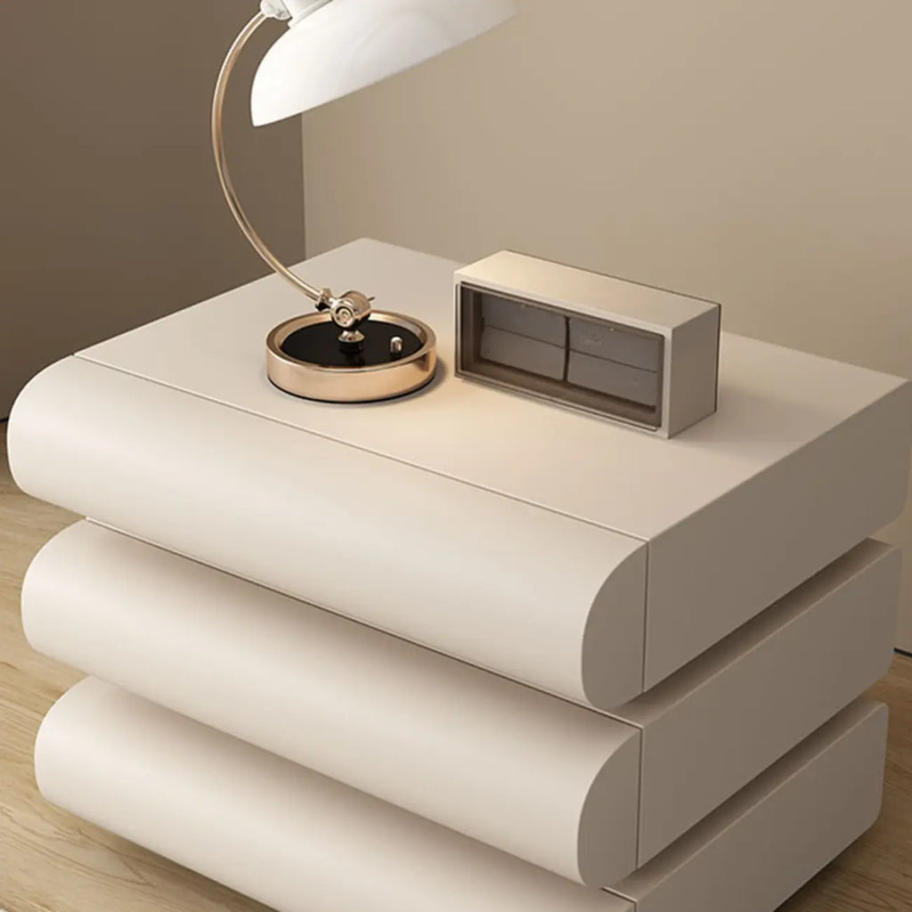 Minimalist Leather Top Wood Frame 3-Drawer Nightstand