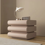 Minimalist Leather Top Wood Frame 3-Drawer Nightstand