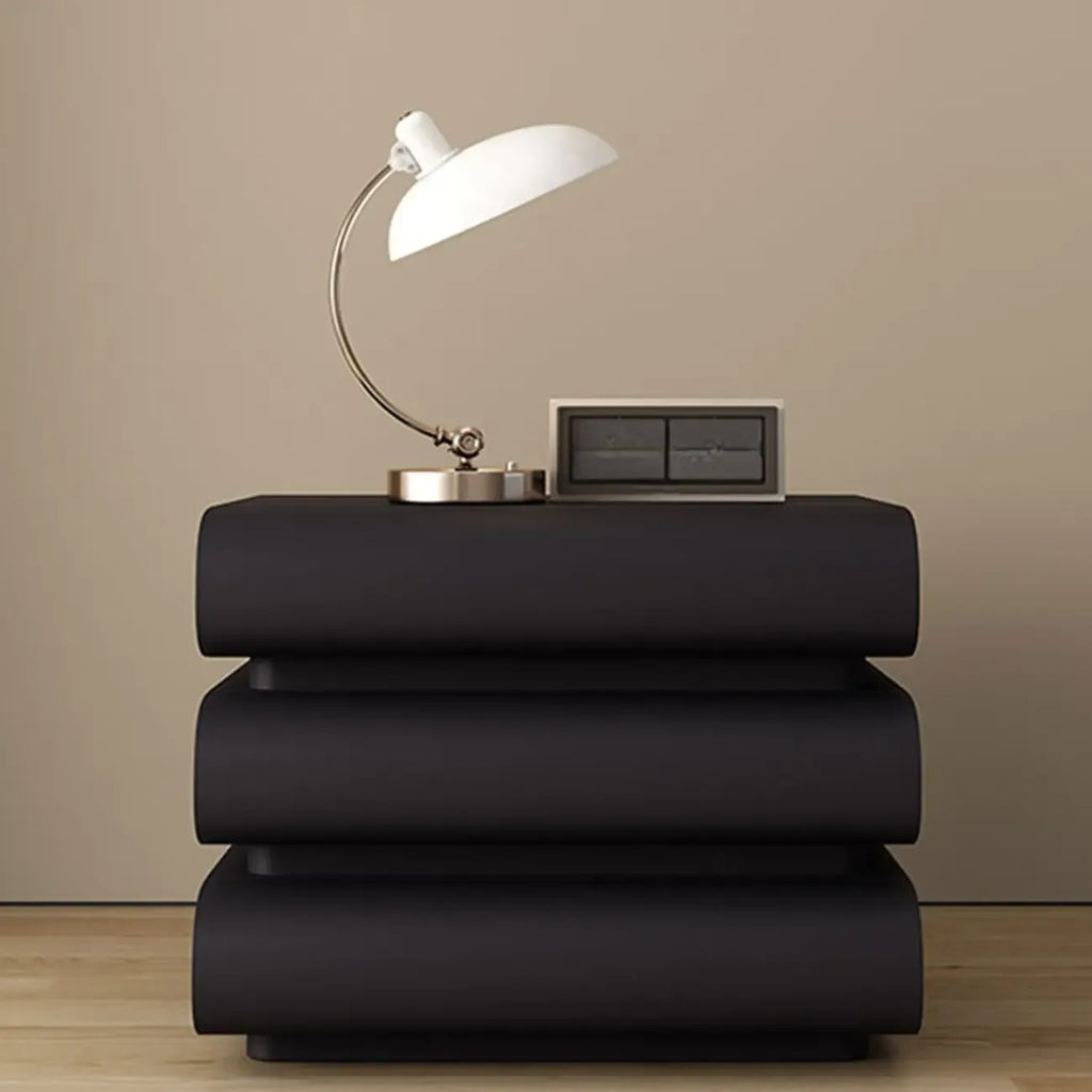 Minimalist Leather Top Wood Frame 3-Drawer Nightstand
