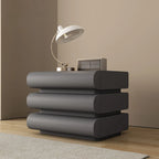 Minimalist Leather Top Wood Frame 3-Drawer Nightstand