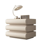 Minimalist Leather Top Wood Frame 3-Drawer Nightstand