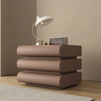Minimalist Leather Top Wood Frame 3-Drawer Nightstand