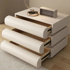 Minimalist Leather Top Wood Frame 3-Drawer Nightstand