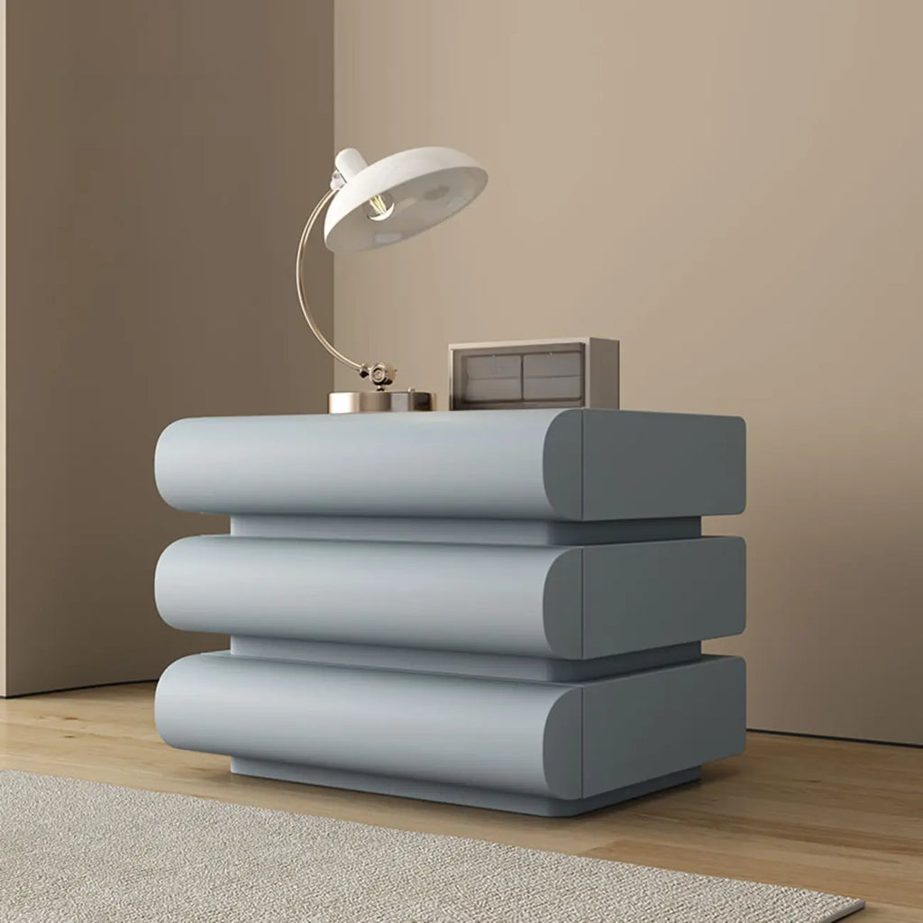 Minimalist Leather Top Wood Frame 3-Drawer Nightstand