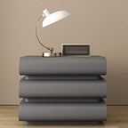 Minimalist Leather Top Wood Frame 3-Drawer Nightstand