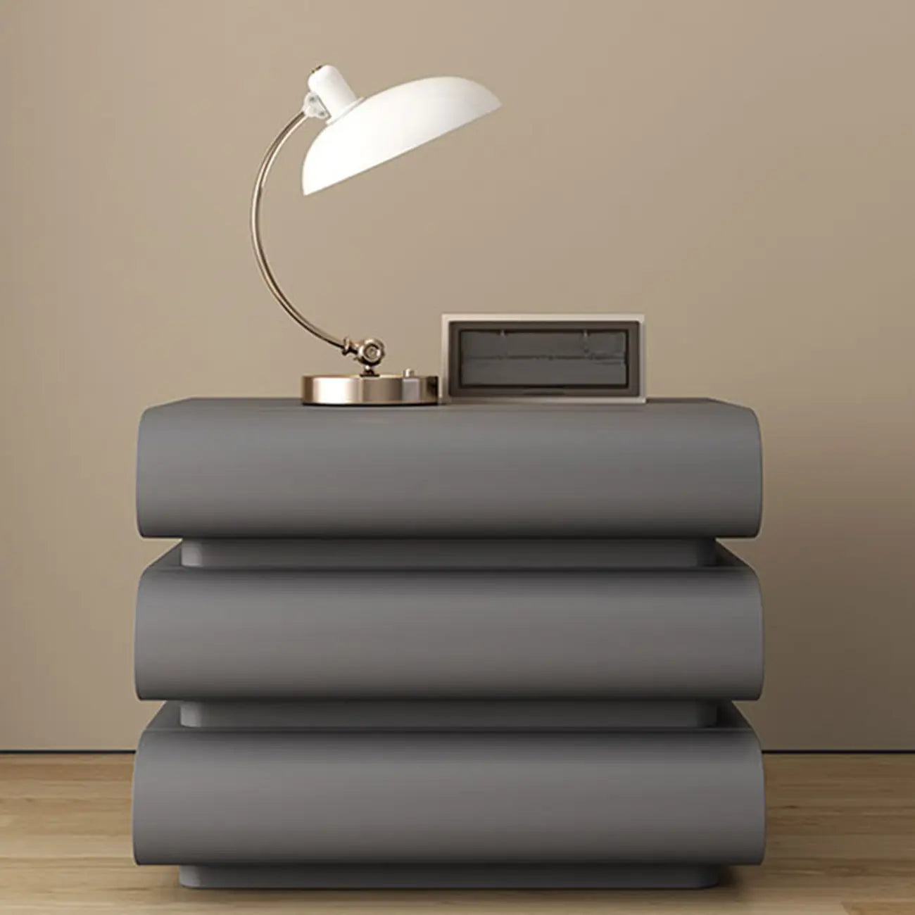 Minimalist Leather Top Wood Frame 3-Drawer Nightstand