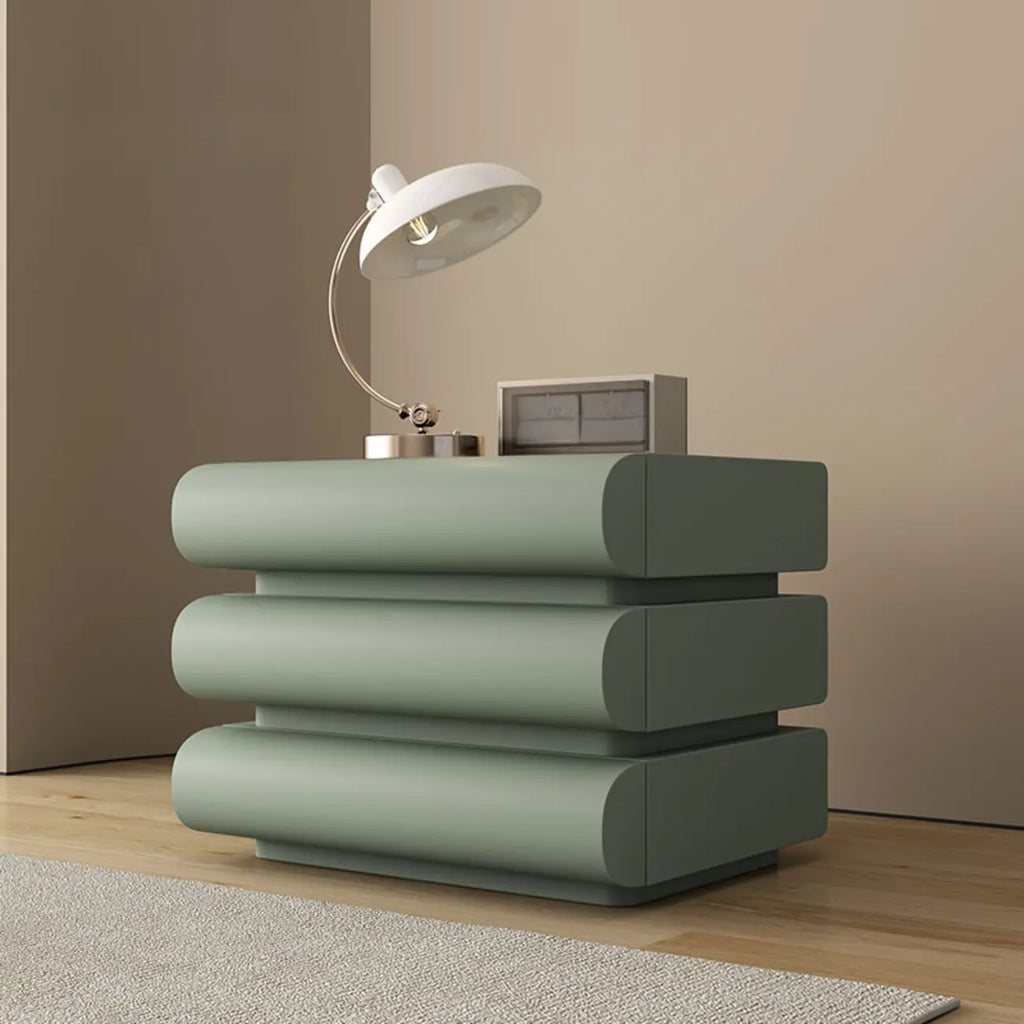 Minimalist Leather Top Wood Frame 3-Drawer Nightstand