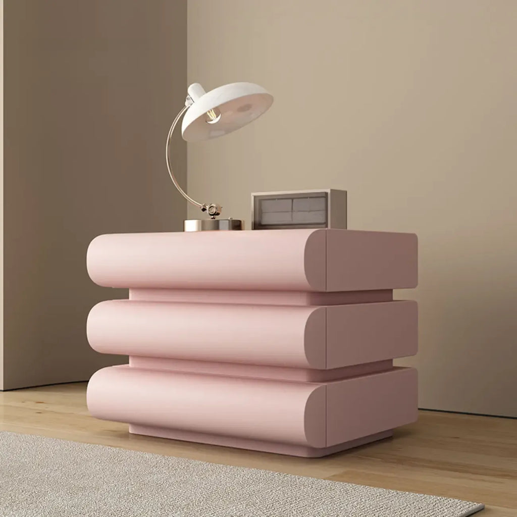 Minimalist Leather Top Wood Frame 3-Drawer Nightstand