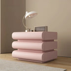 Minimalist Leather Top Wood Frame 3-Drawer Nightstand