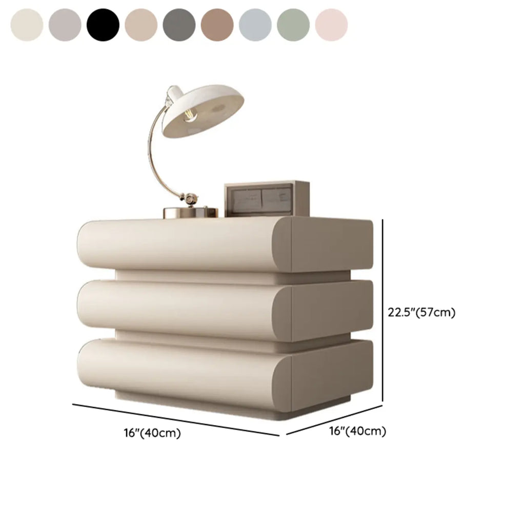 Minimalist Leather Top Wood Frame 3-Drawer Nightstand