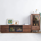 Freestanding Wood Brown Curio Cabinet with Glass Door