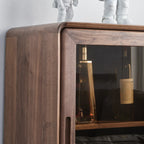 Freestanding Wood Brown Curio Cabinet with Glass Door
