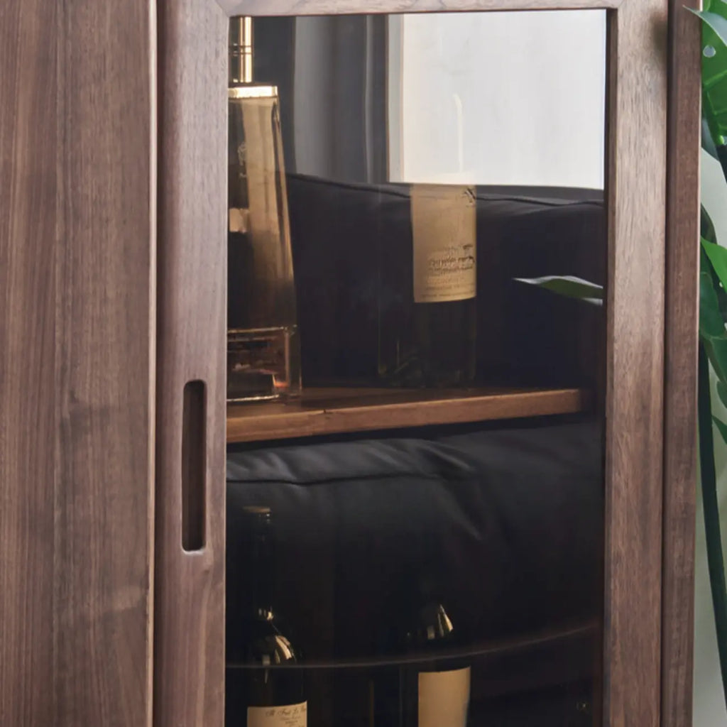 Freestanding Wood Brown Curio Cabinet with Glass Door