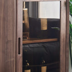 Freestanding Wood Brown Curio Cabinet with Glass Door