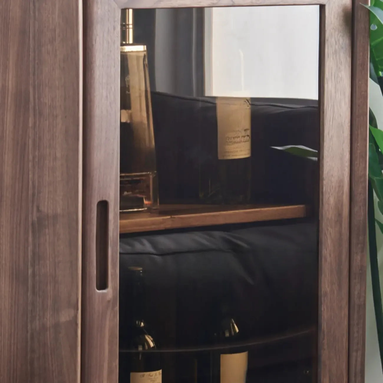 Freestanding Wood Brown Curio Cabinet with Glass Door