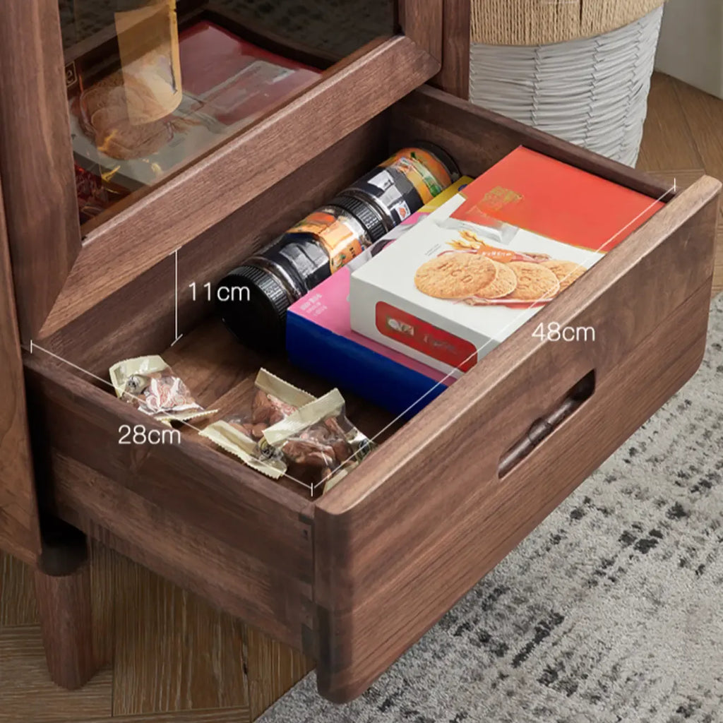 Freestanding Wood Brown Curio Cabinet with Glass Door
