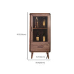 Freestanding Wood Brown Curio Cabinet with Glass Door
