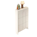 Slim Drop Front 3-Tier White Wood Shoe Storage Cabinet