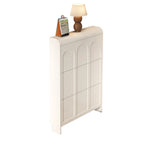 Slim Drop Front 3-Tier White Wood Shoe Storage Cabinet
