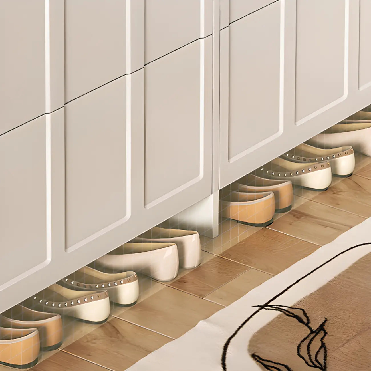 Slim Drop Front 3-Tier White Wood Shoe Storage Cabinet