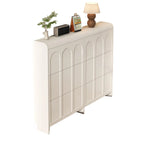 Slim Drop Front 3-Tier White Wood Shoe Storage Cabinet