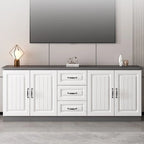 63 Living Room Gray Wood Open Storage TV Stand with Drawers