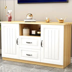 63 Living Room Gray Wood Open Storage TV Stand with Drawers