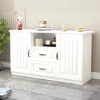 63 Living Room Gray Wood Open Storage TV Stand with Drawers