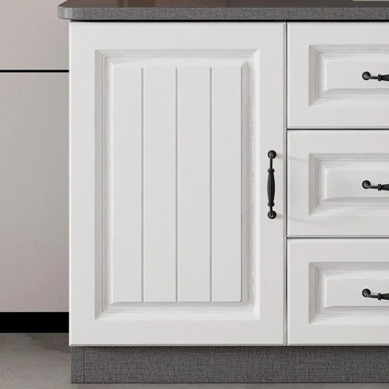 63 Living Room Gray Wood Open Storage TV Stand with Drawers