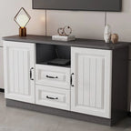 63 Living Room Gray Wood Open Storage TV Stand with Drawers