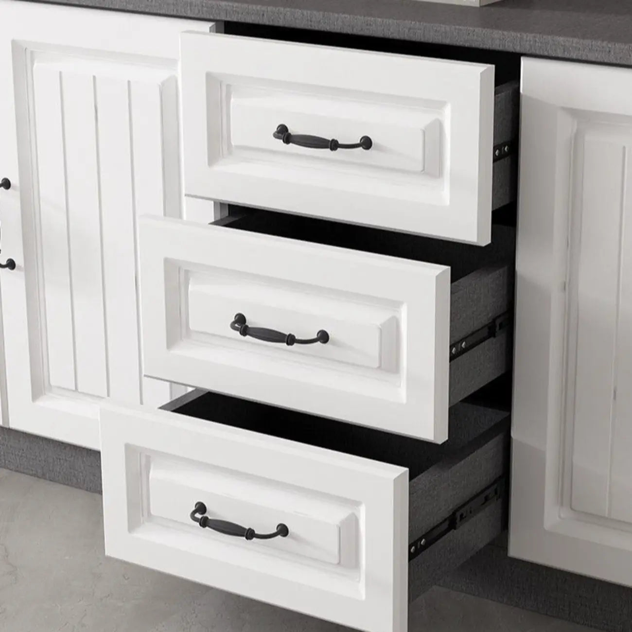 63 Living Room Gray Wood Open Storage TV Stand with Drawers