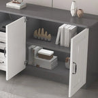 63 Living Room Gray Wood Open Storage TV Stand with Drawers