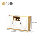 63 Living Room Gray Wood Open Storage TV Stand with Drawers