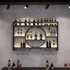 Black Circular Metal Wall Mounted Wine Rack