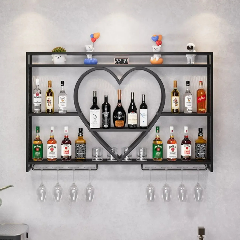 Black Circular Metal Wall Mounted Wine Rack