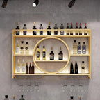 Black Circular Metal Wall Mounted Wine Rack