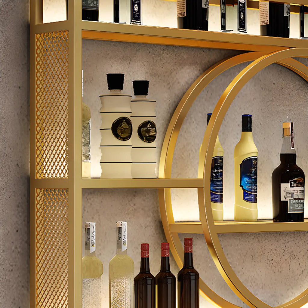 Black Circular Metal Wall Mounted Wine Rack
