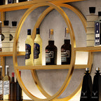 Black Circular Metal Wall Mounted Wine Rack