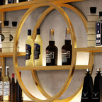 Black Circular Metal Wall Mounted Wine Rack