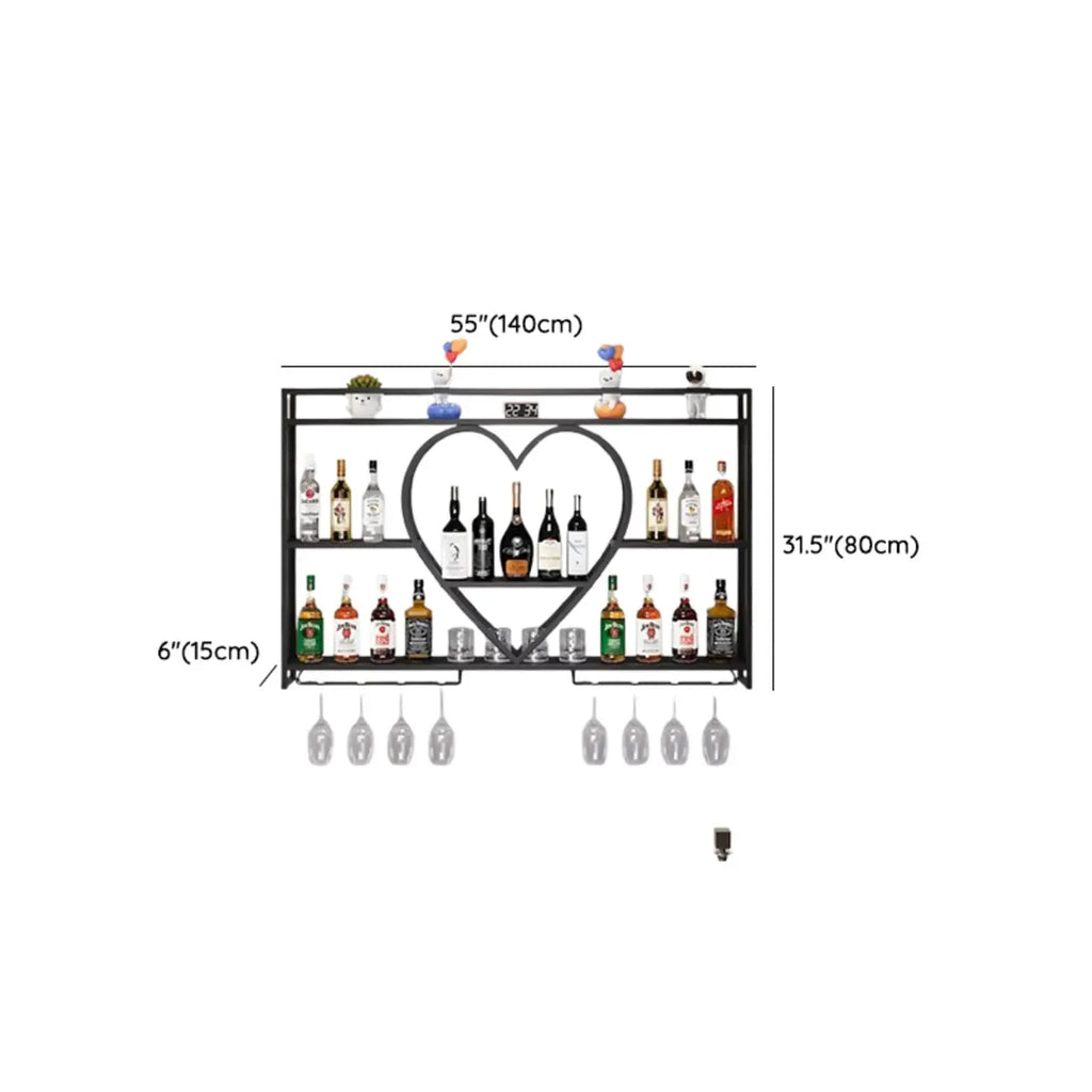 Black Circular Metal Wall Mounted Wine Rack