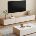 Wooden TV cabinet with storage and cable management