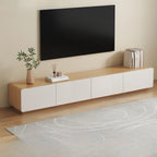 Wooden TV cabinet with storage and cable management