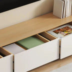 Wooden TV cabinet with storage and cable management