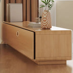 Wooden TV cabinet with storage and cable management