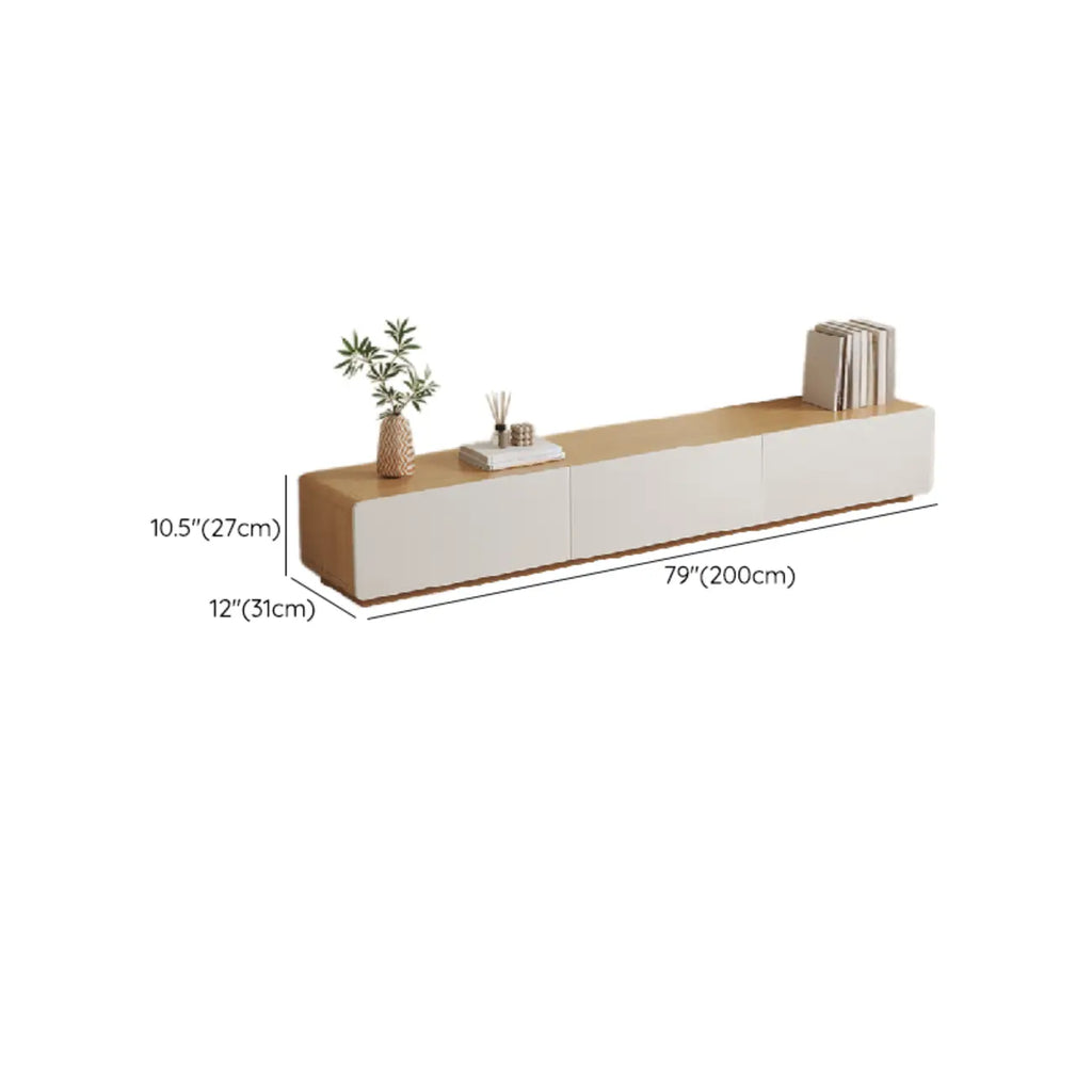 Wooden TV cabinet with storage and cable management