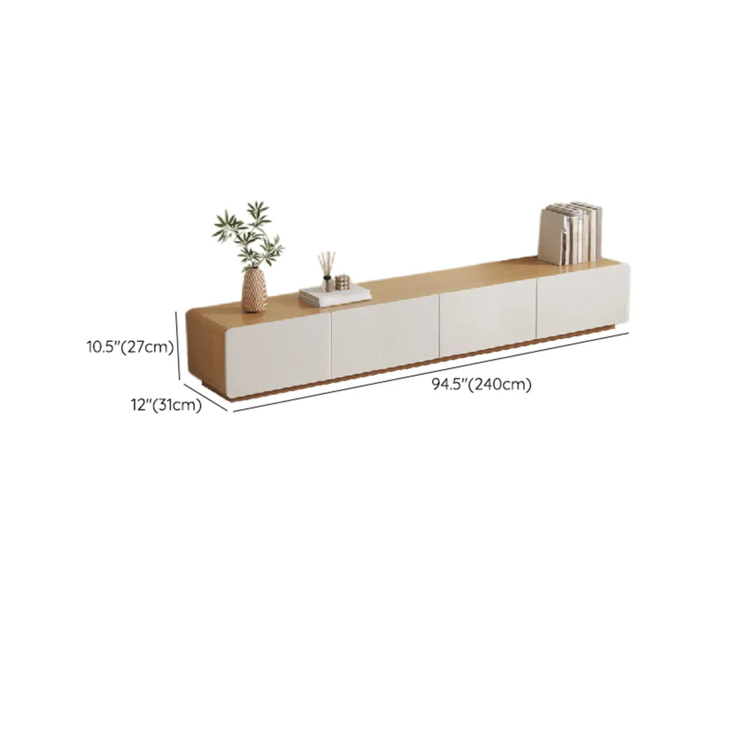 Wooden TV cabinet with storage and cable management