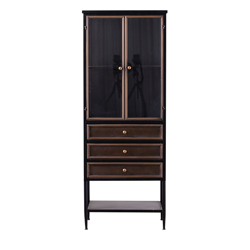 Vintage 3-Drawer Wood Freestanding Wine Cabinet with Doors
