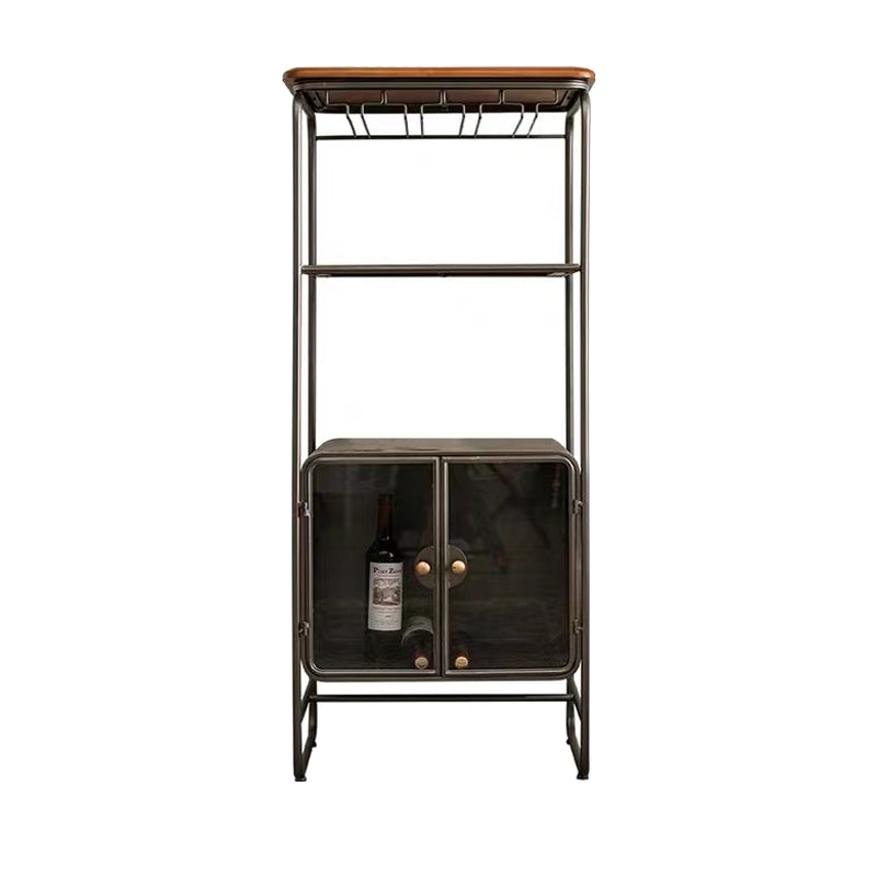 Vintage 3-Drawer Wood Freestanding Wine Cabinet with Doors